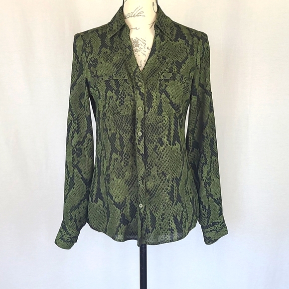 Express Tops - Express Snakeskin Print Shirt w/flaw